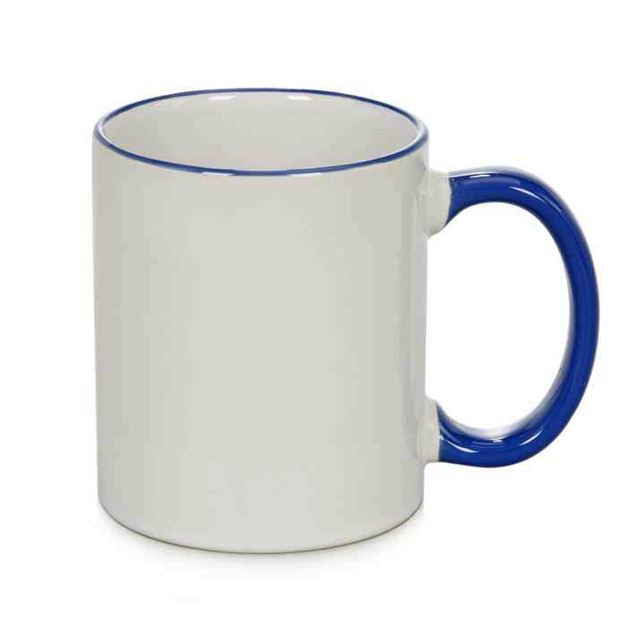 Keramička šalica s drškom i obrubom u plavoj boji