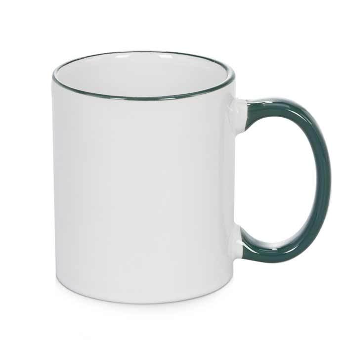 Keramička šalica s drškom i obrubom u zelenoj boji